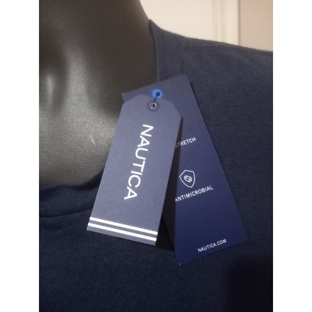 NWT Nautica Men's NAVTECH Blue Striped T-Shirt LS Crew Tee T-Shirt 2XL New - Picture 3 of 13